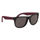 aerial view a black frame with maroon temples two tone rubberized sunglasses, image 1 of 3