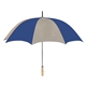 aerial view a khaki/navy 60 arc nylon golf umbrella, image 1 of 2