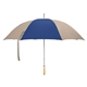 aerial view a khaki/navy 60 arc nylon golf umbrella, image 1 of 3