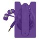 aerial view a purple phone wallet with earbuds, image 1 of 4