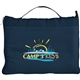 aerial view a navy blue roam fleece travel blanket, image 1 of 2