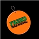 aerial view a orange orange circle plastic medallion badges, image 1 of 2