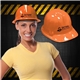 aerial view a orange orange plastic construction hat, image 1 of 2
