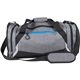 aerial view a blue (close to pms 2145) polyester urban duffle bag, image 1 of 2