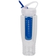 aerial view a blue (close to pms 293) 28 oz polyclean color fruit fusion water bottle, image 1 of 2