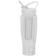 aerial view a clear 28 oz polyclean color fruit fusion water bottle, image 1 of 2