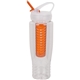 aerial view a orange (close to pms 1575) 28 oz polyclean color fruit fusion water bottle, image 1 of 2