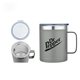 14 oz Grey Stainless Steel Vacuum Camping Mug, Copper Liner w / Leakproof Lid Sipping Hole