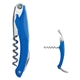 aerial view a blue 3- in -1 bottle opener corckscrew and knife, image 1 of 2