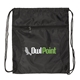 aerial view a black mesh drawstring backpack, image 1 of 2