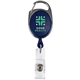 a royal blue with silver trim retractable badge reel with badge clip