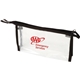 aerial view a clear with black trim 20 gauge zipper pvc bag, image 1 of 2