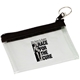 aerial view a clear with black zipper transparent pvc key tag pouch, image 1 of 2
