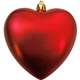 a red 4 satin finish heart shaped shatterproof ornament