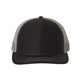 aerial view a black/ charcoal richardson adjustable six - panel trucker hat, image 1 of 3