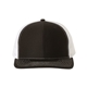 aerial view a black/ white richardson adjustable six - panel trucker hat, image 1 of 3
