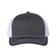 aerial view a charcoal/ white richardson adjustable six - panel trucker hat, image 1 of 3