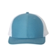 aerial view a columbia blue/ white richardson adjustable six - panel trucker hat, image 1 of 3
