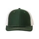 aerial view a dark green/ white richardson adjustable six - panel trucker hat, image 1 of 3