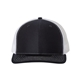 aerial view a navy/ white richardson adjustable six - panel trucker hat, image 1 of 3