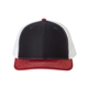 aerial view a navy/ white/ red richardson adjustable six - panel trucker hat, image 1 of 3
