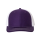 aerial view a purple/ white richardson adjustable six - panel trucker hat, image 1 of 3