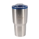 aerial view a silver/blue color splash 30 oz stainless steel economy tumbler, image 1 of 2