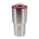 aerial view a silver/red color splash 30 oz stainless steel economy tumbler, image 1 of 2