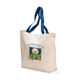 aerial view a royal blue royal blue gemline colored handle tote bag, image 1 of 2