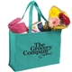 aerial view a teal non woven celebration multi color shopping tote 16 x 12, image 1 of 2