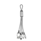 aerial view a silver metallic loop 3- in -1 cable with type c usb, image 1 of 2