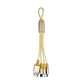 aerial view a light gold metallic loop 3- in -1 cable with type c usb, image 1 of 2