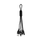 aerial view a black metallic loop 3- in -1 cable with type c usb, image 1 of 2