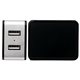 aerial view a silver ul light up logo 2 port wall charger, image 1 of 2