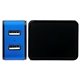 aerial view a blue ul light up logo 2 port wall charger, image 1 of 2