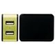 aerial view a green ul light up logo 2 port wall charger, image 1 of 2