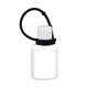 aerial view a black sunfun connect .5 oz broad spectrum spf 30 sunscreen lotion in solid white flip - top squeeze bottle with colorful silicone leash, image 1 of 3