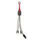 aerial view a red 3- in -1 charging cable, image 1 of 2