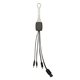 aerial view a white 3- in -1 charging cable, image 1 of 2