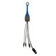 aerial view a royal blue 3- in -1 charging cable, image 1 of 2