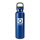 aerial view a matte blue 20 oz matterhorn stainless steel bottle, image 1 of 2