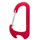 aerial view a red chaz metal carabiner bottle opener clip, image 1 of 2