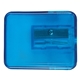aerial view a translucent blue translucent pencil sharpener, image 1 of 3