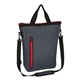 aerial view a slate with red zipper water - resistant sleek bag, image 1 of 2