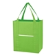 aerial view a lime green wave design non - woven shopper tote bag, image 1 of 2