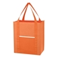 aerial view a orange wave design non - woven shopper tote bag, image 1 of 2