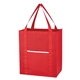 aerial view a red wave design non - woven shopper tote bag, image 1 of 5