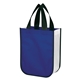 aerial view a blue laminated fashion tote non - woven shopper tote bag, image 1 of 3