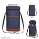 aerial view a navy with brown double wine cooler bag, image 1 of 2