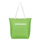 aerial view a lime green flare cooler tote bag, image 1 of 2